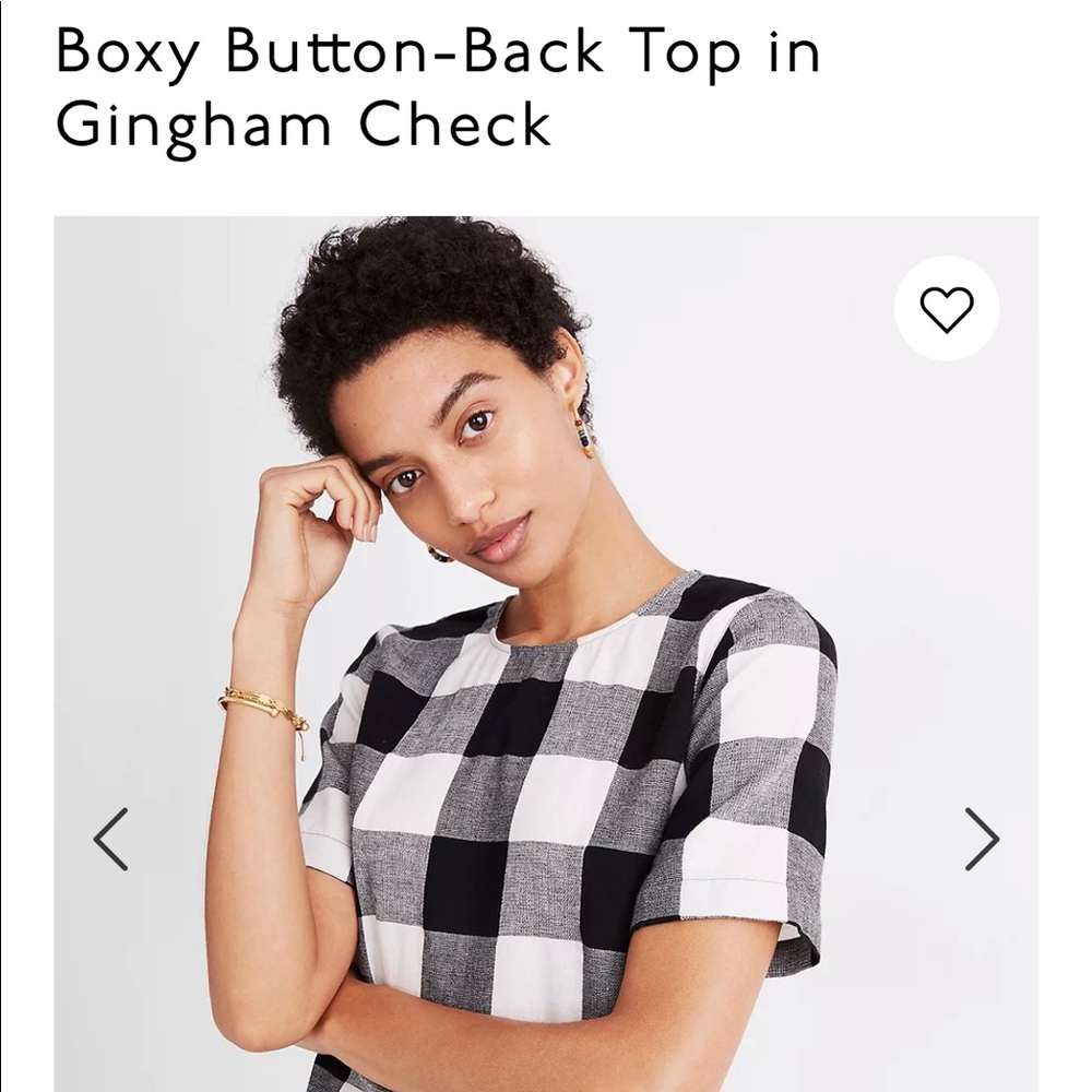*SOLD ON MERCARI* Boxy Button-Back Top in Gingham